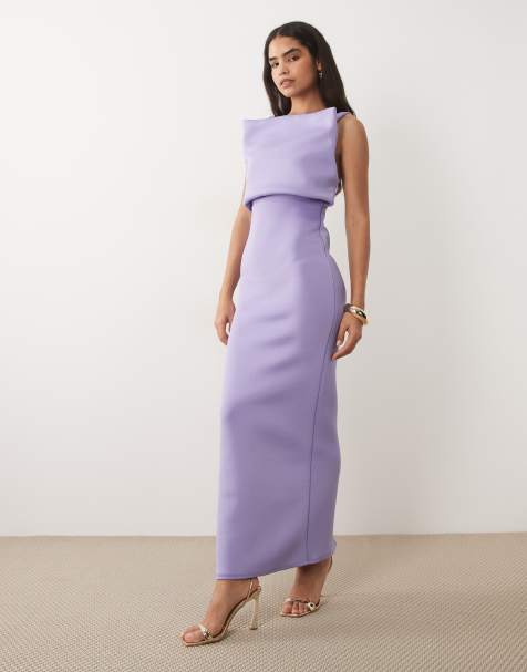 ASOS DESIGN strukturiertes Cami-Maxikleid aus violettem Scuba-Material - view 1