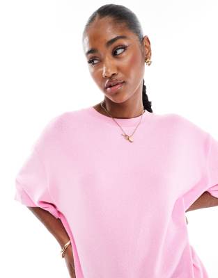 ASOS DESIGN - Strukturiertes, gestricktes Oversize-T-Shirt in Rosa