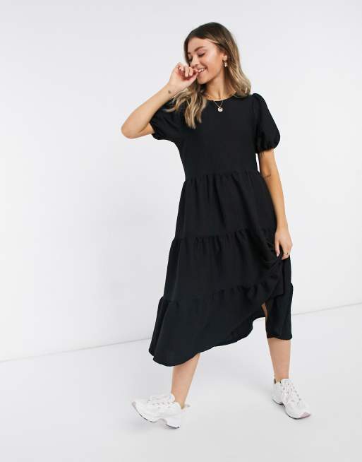 ASOS DESIGN – Strukturiertes Midi-Hängerkleid in Oversize-Passform in Schwarz