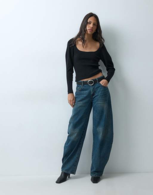 ASOS DESIGN strukturiertes Oberteil mit U-Ausschnitt in Schwarz, 3 von 5