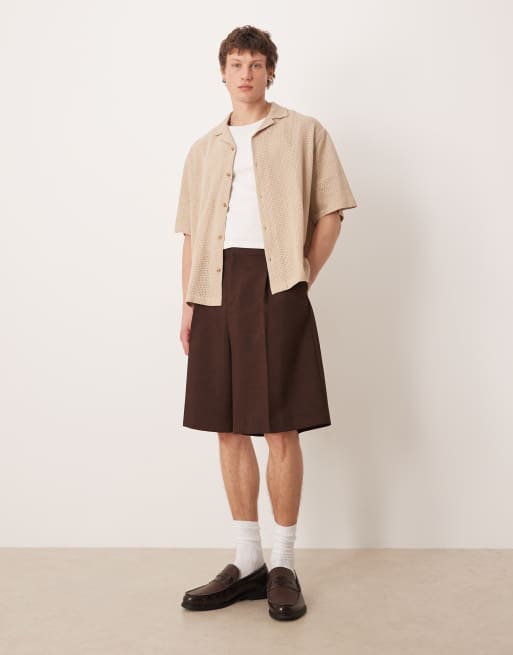ASOS DESIGN – Strukturiertes Oversize-Hemd in Beige mit Reverskragen, 2 von 5