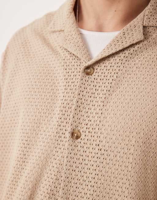 ASOS DESIGN – Strukturiertes Oversize-Hemd in Beige mit Reverskragen, 5 von 5
