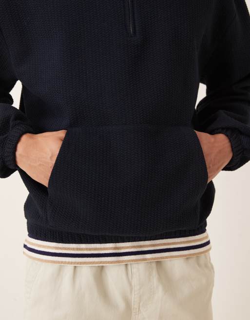 ASOS DESIGN – Strukturiertes Oversize-Polohemd in Marineblau mit kurzem Reißverschluss, 5 von 5