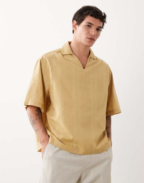 ASOS DESIGN – Strukturiertes Oversize-Schlupfhemd in Gelb - view 1