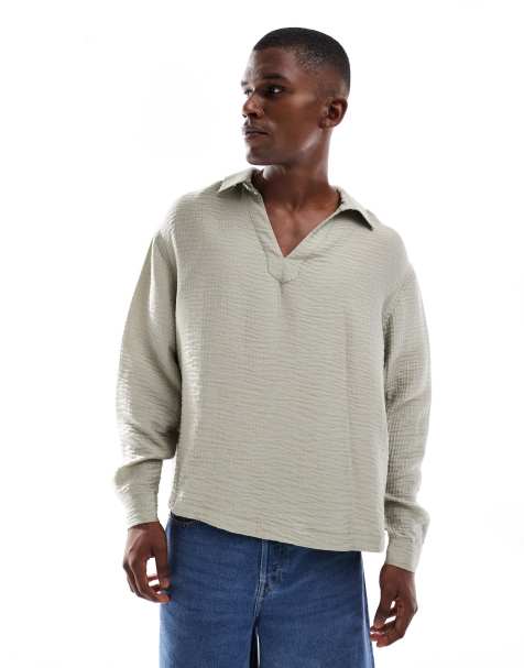 ASOS DESIGN – Strukturiertes Oversize-Schlupfhemd in Grau - view 1