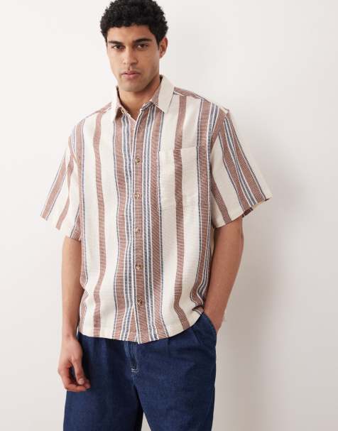 ASOS DESIGN – Strukturiertes Oversize-T-Shirt in Cremeweiß mit Streifen - view 1