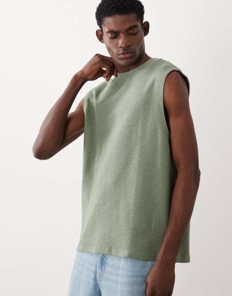 ASOS DESIGN – Strukturiertes Oversize-Tanktop aus superschwerem Stoff in Grün - view 1