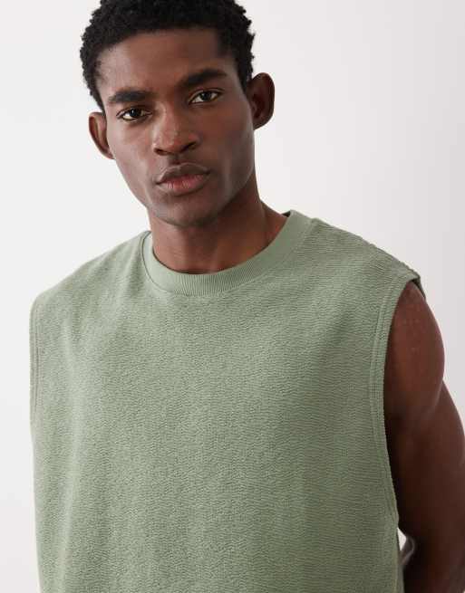 ASOS DESIGN – Strukturiertes Oversize-Tanktop aus superschwerem Stoff in Grün, 3 von 5