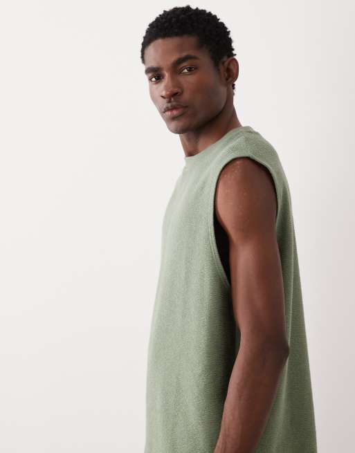 ASOS DESIGN – Strukturiertes Oversize-Tanktop aus superschwerem Stoff in Grün, 4 von 5