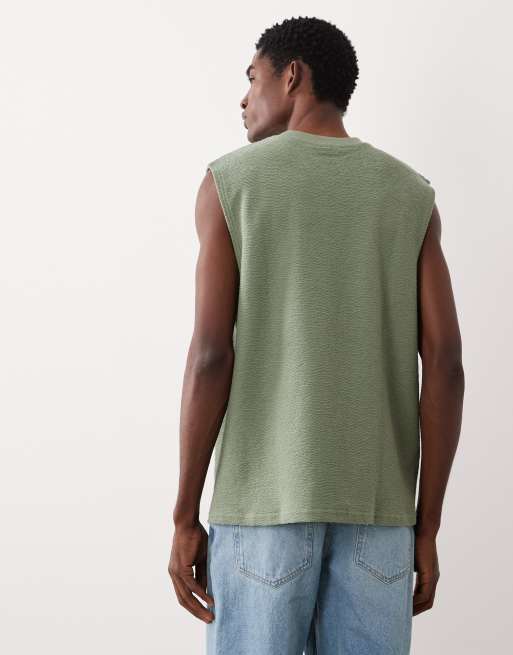 ASOS DESIGN – Strukturiertes Oversize-Tanktop aus superschwerem Stoff in Grün, 5 von 5