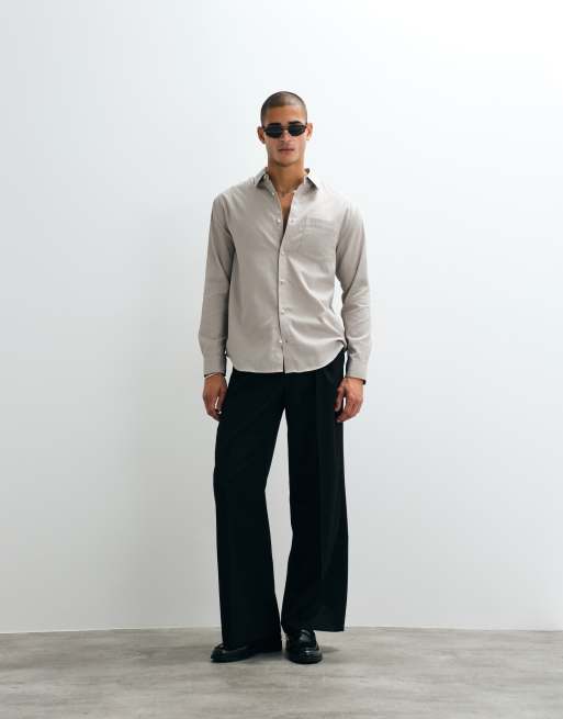 ASOS DESIGN – Strukturiertes Relaxed-Fit-Hemd in Stein, 4 von 5