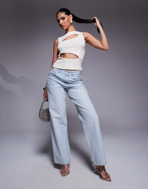 ASOS DESIGN – Strukturiertes Tanktop in Ecru mit U-Boot-Ausschnitt und Zierausschnitt, 4 von 4