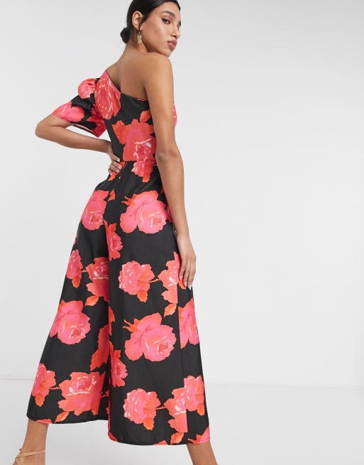 ASOS DESIGN – Strukturyzowany kombinezon na jedno ramię w duże kwiaty, 2 z 4