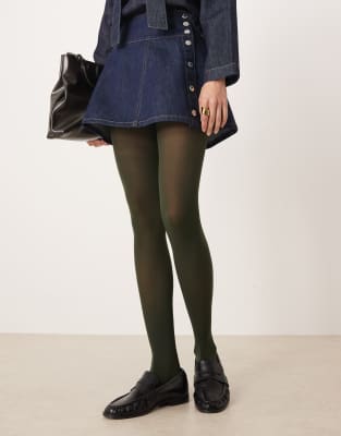 ASOS DESIGN - Strumpfhose in Dunkelgrün, 40 DEN