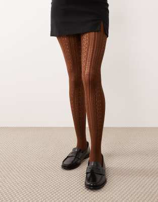 ASOS DESIGN - Strumpfhose in Schokobraun mit Lochmuster-Brown