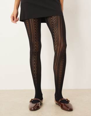 ASOS DESIGN - Strumpfhose in Schwarz mit Lochmuster