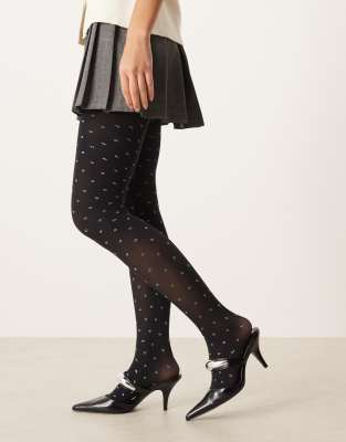 ASOS DESIGN - Strumpfhose in Schwarz mit metallischen Glitzerpunkten