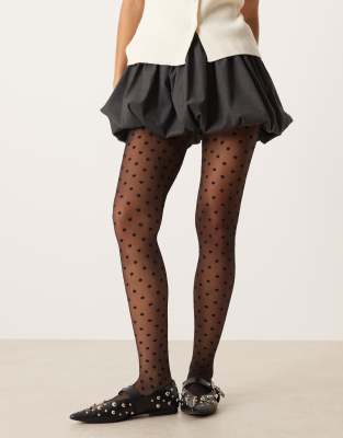 ASOS DESIGN - Strumpfhose in Schwarz mit mittelgroßem Punktemuster