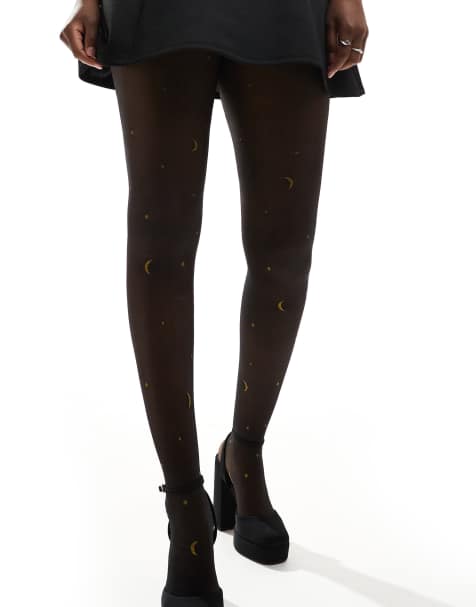 ASOS DESIGN – Strumpfhose in Schwarz mit Mond- und Sternmuster - view 1