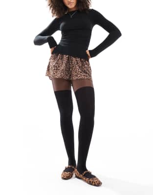 Thumbnail - ASOS DESIGN - Strumpfhose in schwarzer Overknee-Optik mit verstärktem Bereich an Po und Bauch