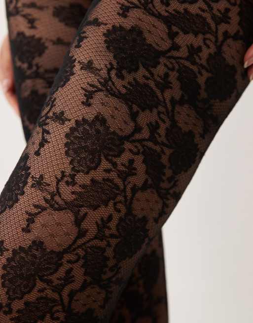 ASOS DESIGN Strumpfhose mit Steg und Spitze in Schwarz, 3 von 3