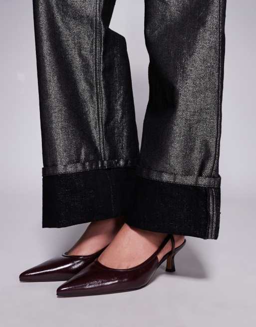 ASOS DESIGN - Strut - Scarpe bordeaux a pianta larga con tacchetto e cinturino posteriore, 4 di 4