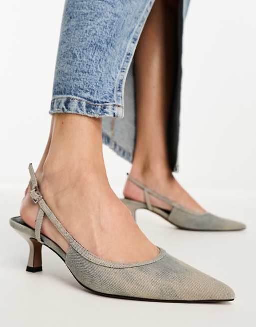 ASOS DESIGN - Strut - Scarpe in denim con tacco medio e cinturino posteriore
