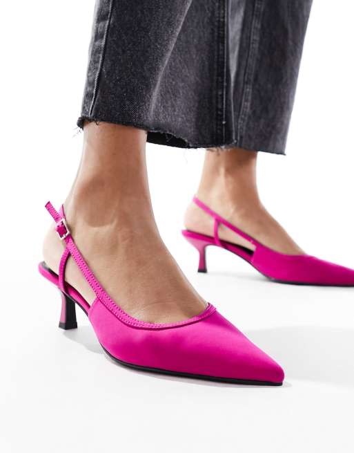 Pink kitten heel slingbacks hotsell