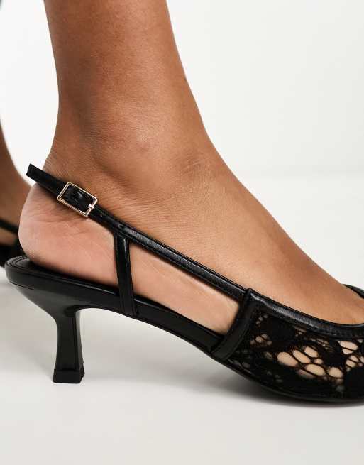 Black lace hot sale court shoes