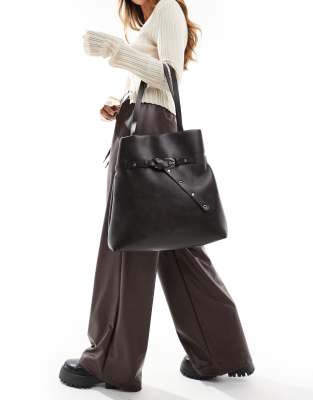 ASOS DESIGN ASOS DESIGN stud buckle tote bag in washed black