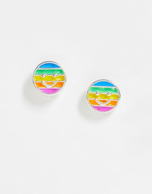 ASOS DESIGN stud earring set with multi colour face design
