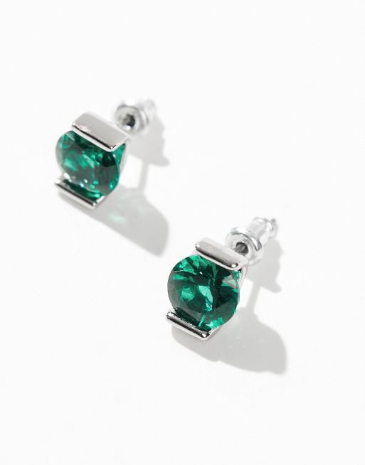 ASOS DESIGN stud earrings in emerald tone, 2 of 4