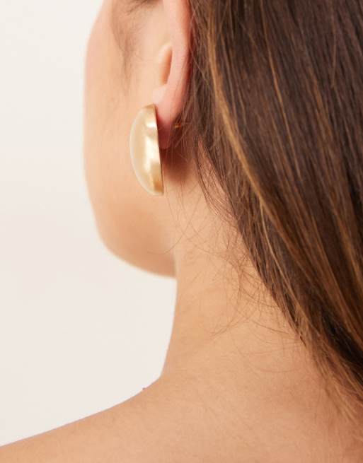 ASOS DESIGN stud earrings in large clean spherical shape in brushed gold tone