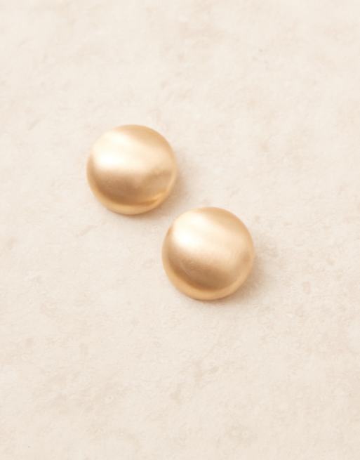 ASOS DESIGN stud earrings in large clean spherical shape in brushed gold tone
