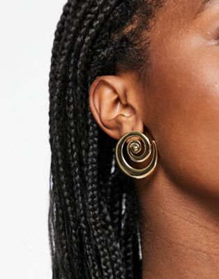ASOS DESIGN stud earrings in swirl design in gold tone