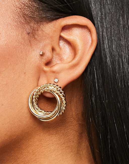 Gold twist stud deals earrings