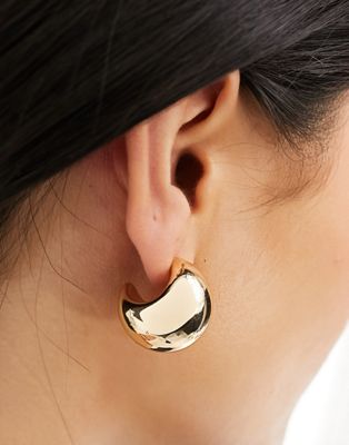 ASOS DESIGN hoop earrings with bubble detail in gold tone