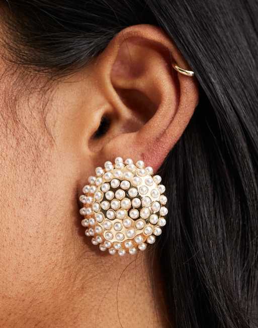 Circular Faux sold Pearl Earrings