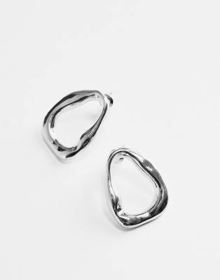 Silver-Toned Circular Hoop Earrings