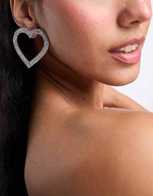 Angel Hearts & Celestial Crystal Drop Ear Piercing Earring Stud