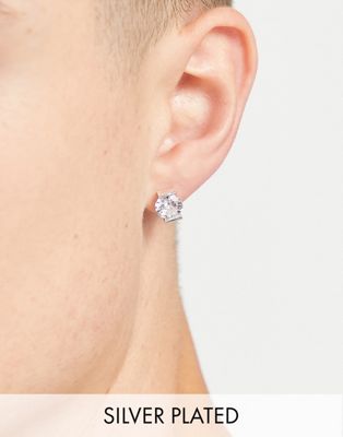 ASOS DESIGN stud earrings with crystals in real silver plate