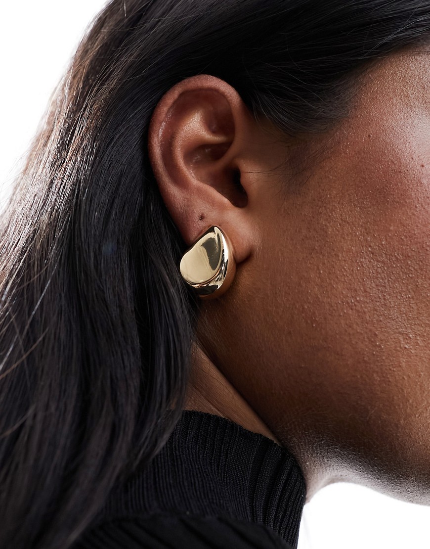 ASOS DESIGN stud earrings with inverted teardrop detail in gold tone