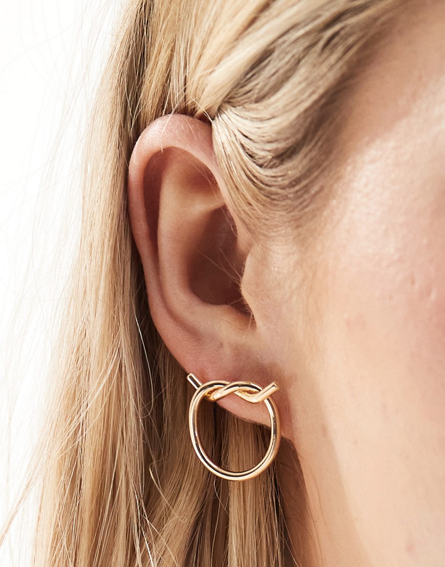 ASOS DESIGN stud earrings with knot design-Gold