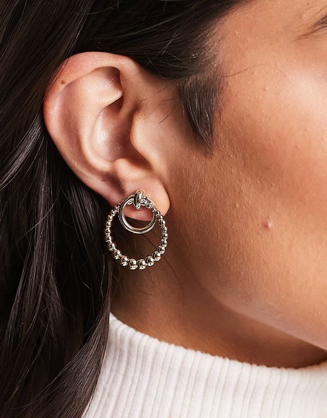 ASOS DESIGN stud earrings with multi hoop design in gold tone