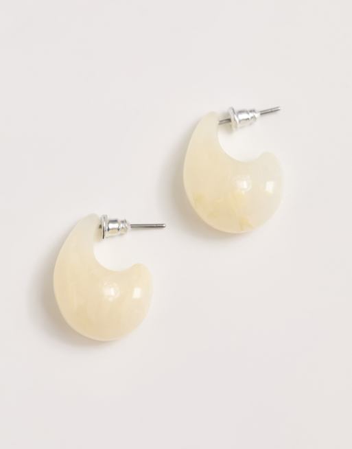 ASOS DESIGN stud earrings with resin teardrop design in white, 3 of 4
