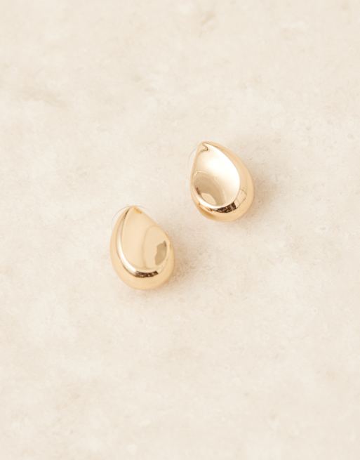 ASOS DESIGN stud earrings with teardrop design in gold tone