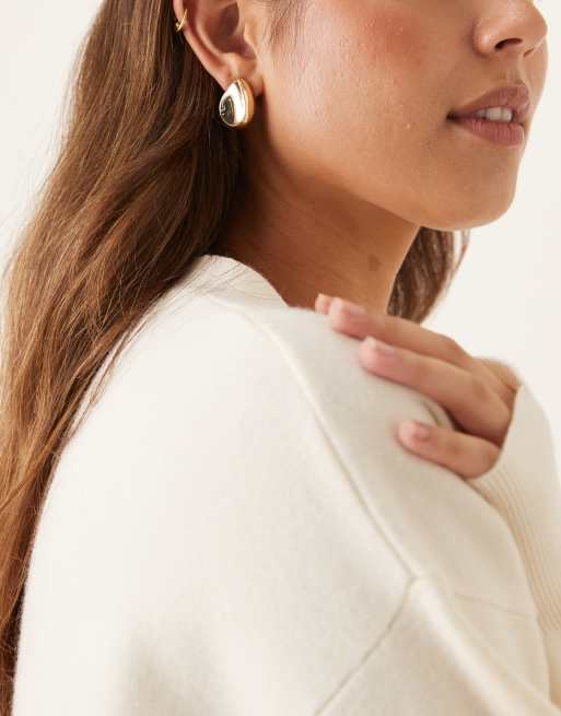ASOS DESIGN stud earrings with teardrop design in gold tone