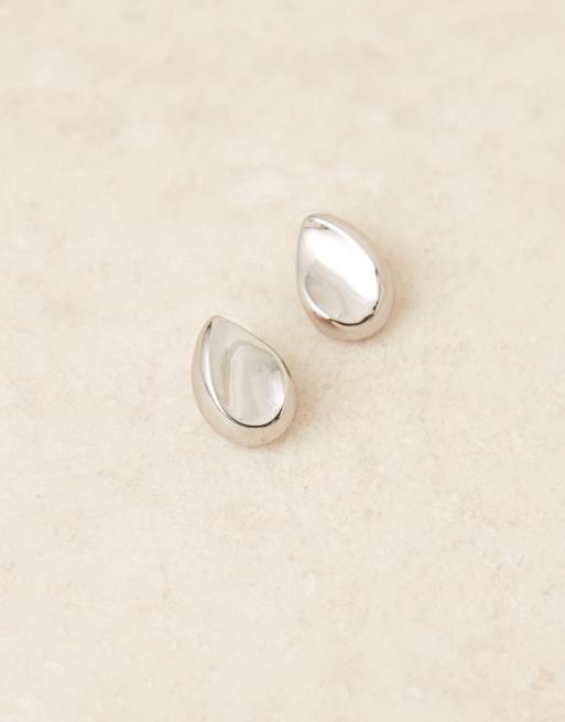 ASOS DESIGN stud earrings with teardrop design in silver tone, 2 of 3