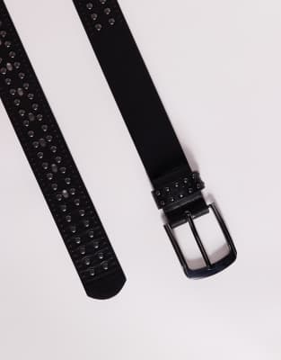 Asos Design Studded And Stamped Belt