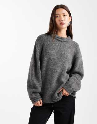 Asos Design Stuffed Neck Trim Sweater In Blue